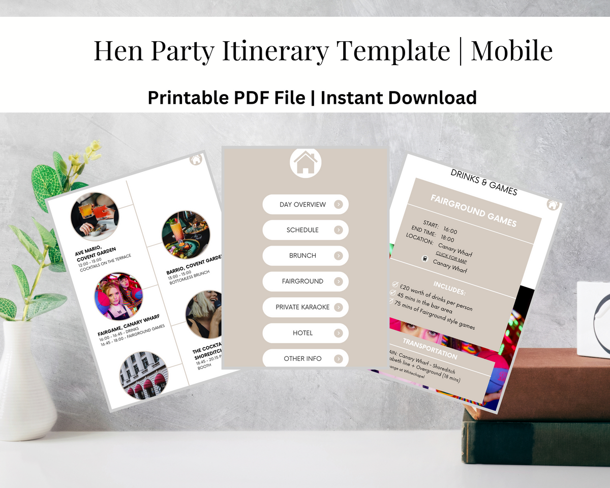 Hen Party Itinerary Template | Mobile